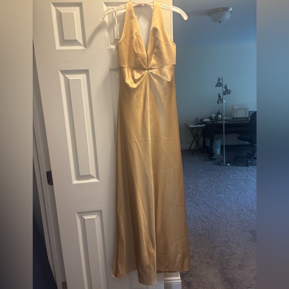 Laundry By Shelli Segal Gold Ruched Maxi Gown